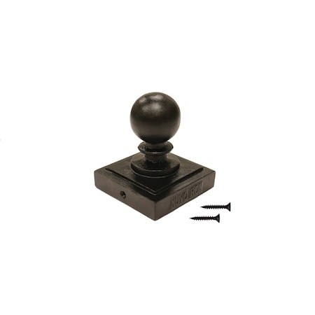 Nuvo Iron 4in x 4in BLACK ALUMINUM ORNAMENTAL BALL POST CAP PCB03